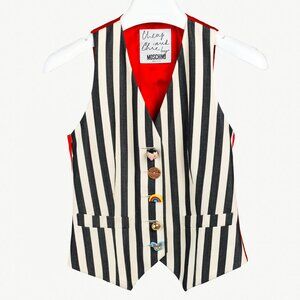 Moschino Cheap & Chic Striped Toy Button Waistcoat